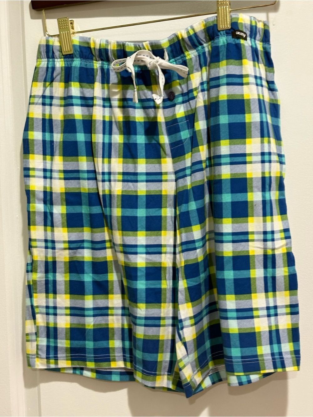 Skin Men's Plaid Boxers in Blue, Green & White